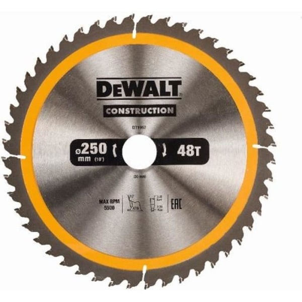 DeWALT cirkelsågblad, stationärt, 250-30 mm, 48 tänder - DT1957-QZ
