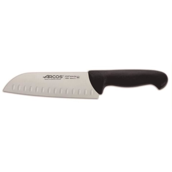 Santoku kniv Arcos Color - Prof 290625 med fickor i Nitrum rostfritt stål och ergonomisk svart polypropen mango med