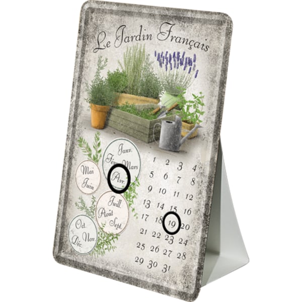 Vykort i plåt med kalender - Le Jardin Francais - Frankrike, trädgård, romantiskt, lavendel