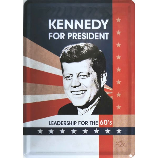 Vykort i plåt - Kennedy for president, USA, Trump