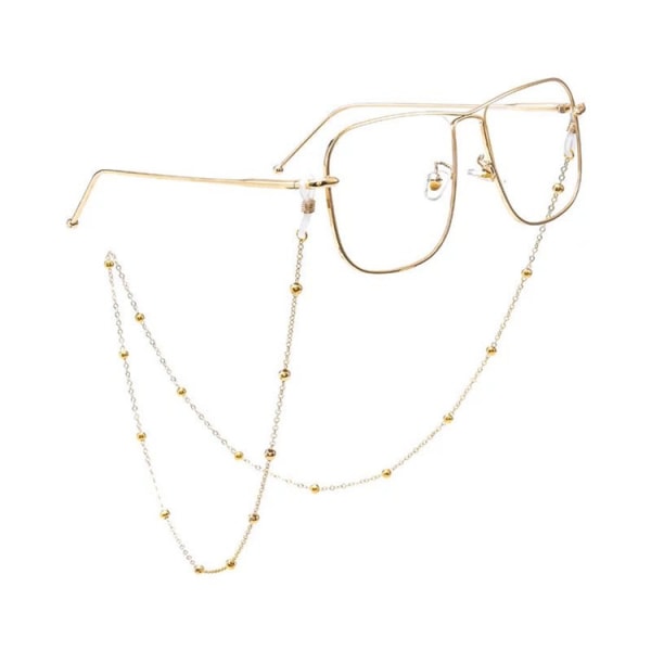 Guldsolglasögonkedja, läsglasögonhållare, läsglasögonhållare, guldpärlsnöre