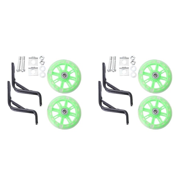 6 kpl Valo Vilkkuvat Mykät Lasten Pyörän Apupyörät Tarvikkeet 12 Tuuman Kiinnikkeellä (vihreä) 4 kpl 4 pcs 9cm