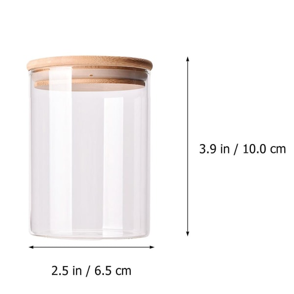 2st förvaringsburkar i glas Köksförseglade behållare med bambulock (300 ml) Diverse färg6,5x6,5x10cm Assorted Color 6.5x6.5x10cm