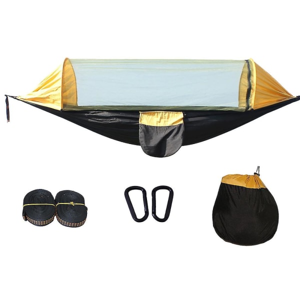 Camping Hængekøje Med Net Kompatibel Med Vandreture Camping Gul Sort