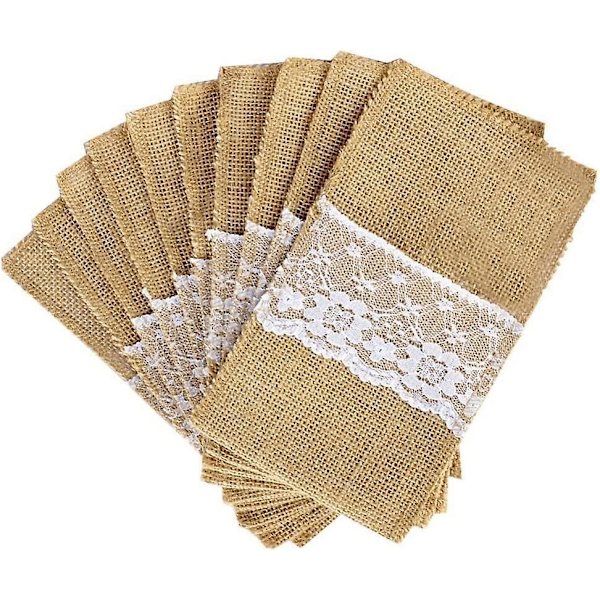 Sæt med 50 Naturlige Burlap Bestik - 21 X 11