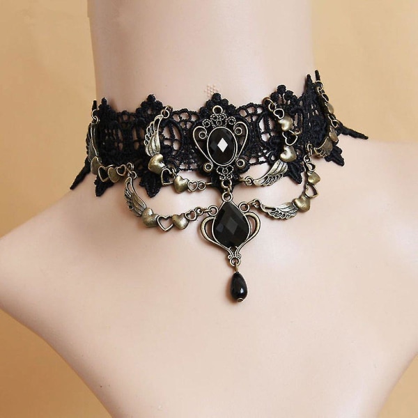Gothic Svart Blonde Choker Halskjede Med Anheng For Kvinner/jenter Punk Party Cosplay Kostymer Bryllup