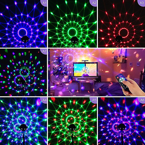 LED Scene Lampe Fjernkontroll Brakett Liten Magisk Kule Mini Fargerik Krystall Laser KTV Atmosfære Roterende Lampe
