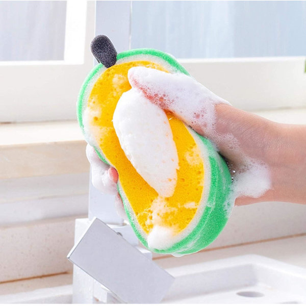 Kestävä, naarvuton astianpesusieni - söpö piirretty, uudelleenkäytettävä hankauslevy keittiöön ja kotikäyttöön, 4 kpl 4 Pcs