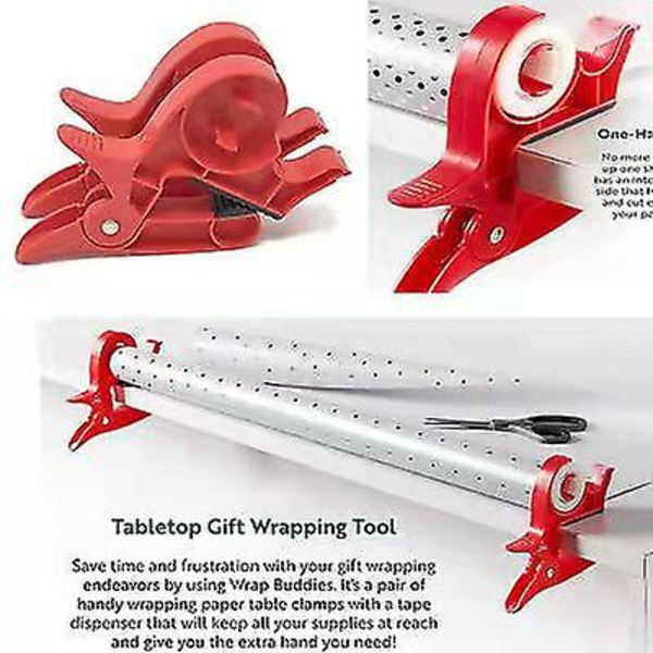 Portabel Inpackningsverktyg Wrap Clips Pappersrullehållare Clip Tejpdispenser (2 st) grå grey