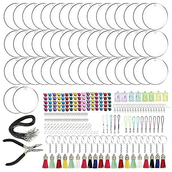 Akrylnyckelringsset Smyckestillbehör DIY-projekt och hantverk