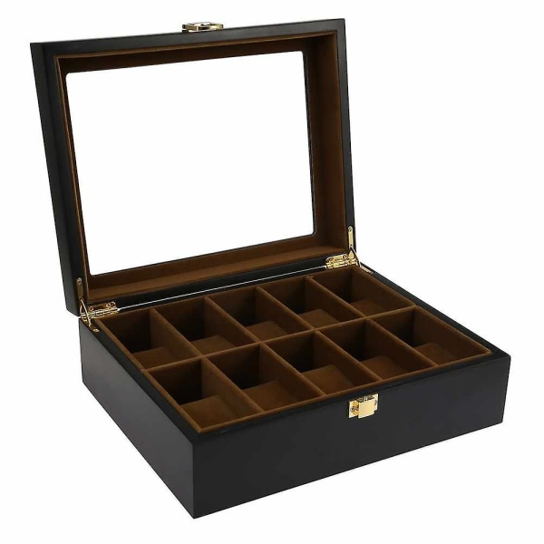 10 Rudes Træ Urboks Smykke Display Opbevaring Organizer