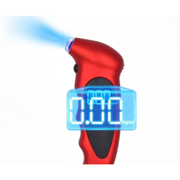 Digitalt Däcktrycksmätare 150 PSI 4 Inställningar Röd (1 Pack) för Bil Lastbil Cykel med Bakgrundsbelyst LCD och Halkskyddande Grepp Biltillbehör