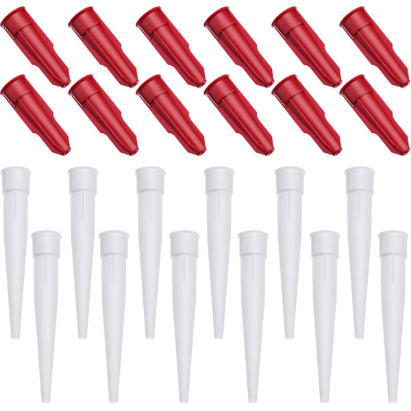 Wuzhou Fugemasse Dysehetter Sett, Inkluderer Hvite Fugemassedyser Og Røde Fugemassehetter Dysehetter, Plast (1 sett (24 stk)