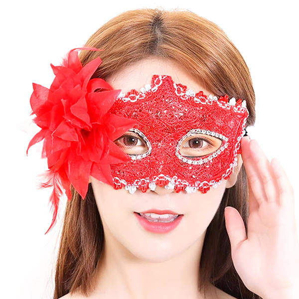 Maskeradmask Kvinnor Venetiansk Mask med Blomspets Maskerad för Halloween Jul Mardi Gras Kostymfest