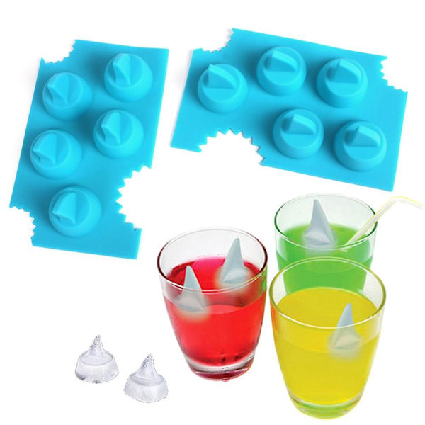 Hajfena Iskub Jelly Form Silikon Haj Tårta Choklad Fondant Kakform Kök Bakning DIY Verktyg (2st, Blå)