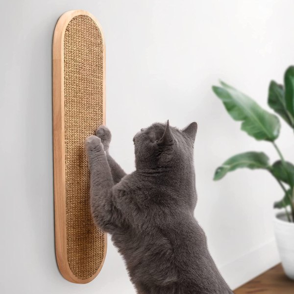 (22 x 5,7 tuumaa) Tieseinään kiinnitettävä kissan raapimistolppa - Seinäkiinnityspuinen sisal-kissan raapiminen - Pystysuuntainen raaputuslevy sisäkäyttöön