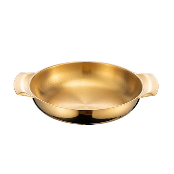 Matserveringsgryta i rostfritt stål, mångsidig kokgryta med dubbla handtag, guld, 21x16x3,5 cm Golden 21X16X3.5CM