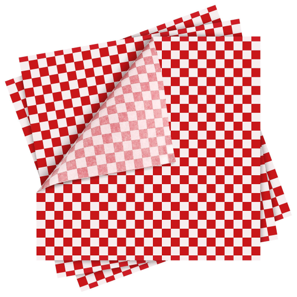 24pcs Checkered Dry Waxed Deli Paper Food Grade Grease-proof Food Basket Liner