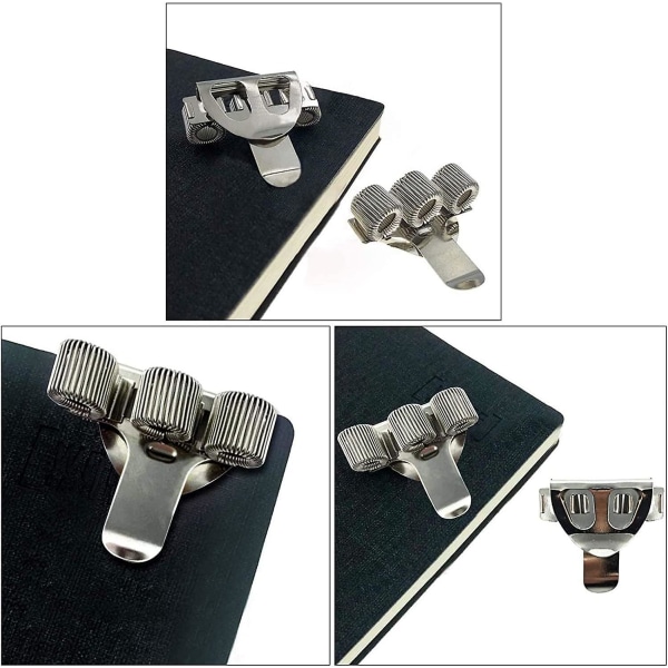 Triple Metal Pen Loop Holder Clips Pennhållare med justerbar fjäderögla Hemmakontorsmaterial Rostfritt stål Pennhållare för anteckningsbok och urklipp.(4p