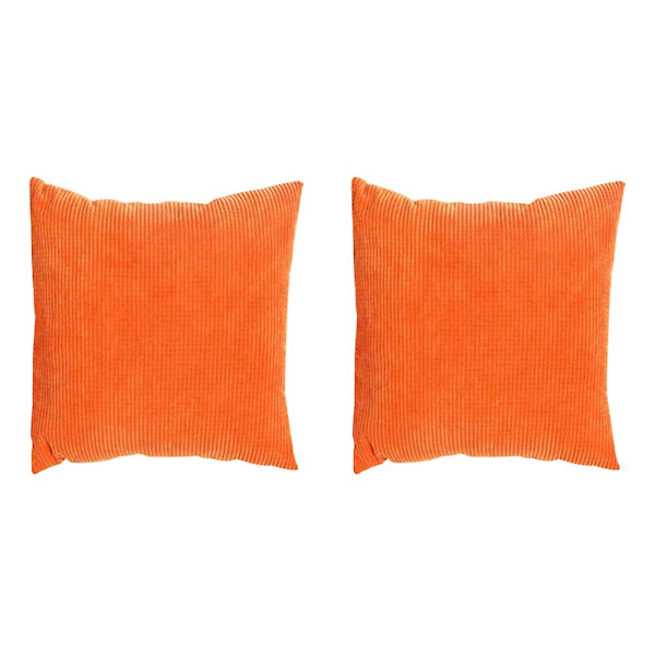 2-pack, Mjuk Dekorativ Kvadratisk Kuddfodral i Corduroy, Kuddfodral, Kuddeöverdrag, Heminredning Dekorationer för Soffa Säng Stol 45x45cm Orange 45x45cm Orange