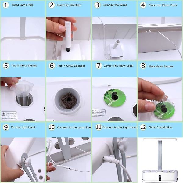 Hydroponisk Dyrkningssystem, 10-pods Indendørs Urtehavekit Med LED-Vækstlys, Smart Haveplanter Med 16 timers Timer Til LED-belysning Og Vandingsystem