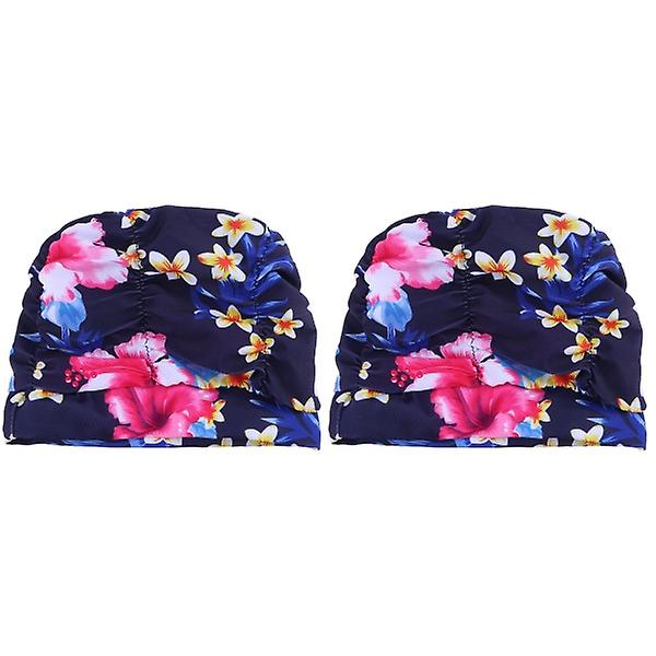 3-pack Dam Simning Vattentät Tryckt Blomma Plisserad Simning Ny Elastisk Öronduk Simning Öron Skydd 2pcs