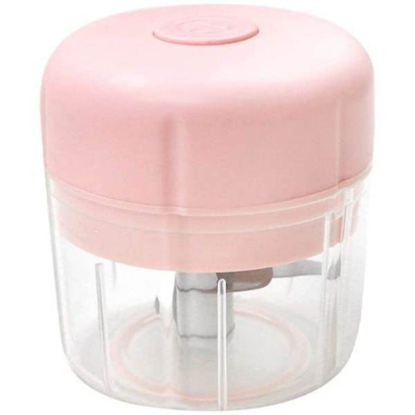 Mathakker: Kraftig elektrisk hakker/blender 250 ml bærbar elektrisk foodprosessor rosa pink