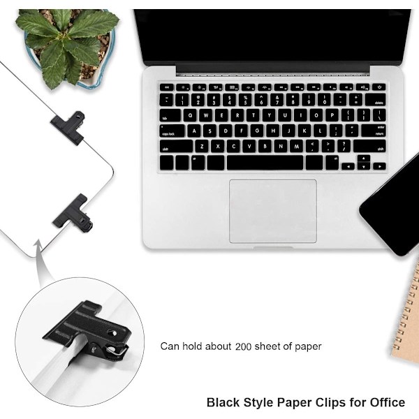 Sorte Store Tykke Bull Clips, 10 stk 7,5 cm Lange Metal Binder Papirklips Klemmer til Kontor Køkken, Tegnebræt, Kunsthåndværk (75 mm)