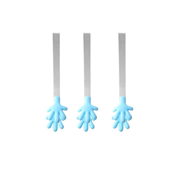 5 kpl Palmu Muotoisia Ruokapihtejä Ruostumattomasta Teräksestä Silikonilla Leivänpihdit BBQ-Pihtti Keittiövälineet Lihalle Steakille Mereneläville Sininen 13,1X2,5CM Blue 13.1X2.5CM