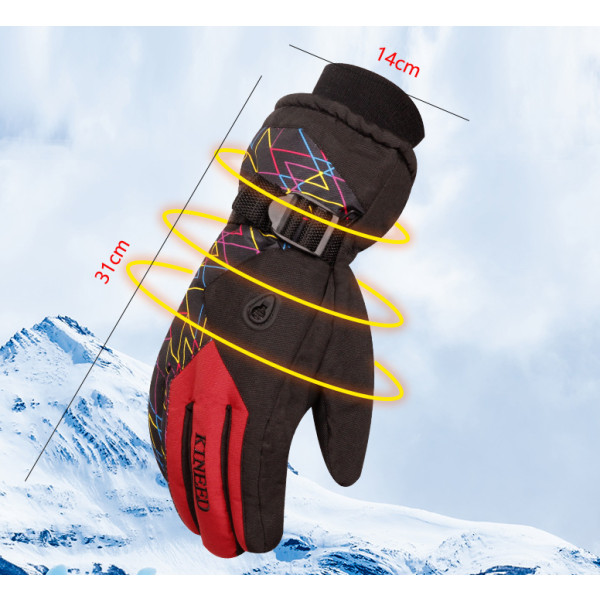 Ski gloves winter warm gloves men and women winter gloves plus red fleece gloves