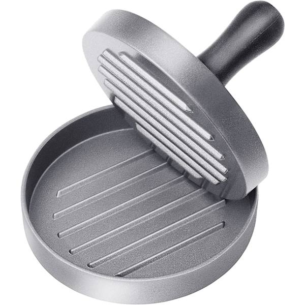 Fødevaregodkendt Burgerpresse i Rustfrit Stål, Non-stick Hamburgerpresse (1 stk, Grå)