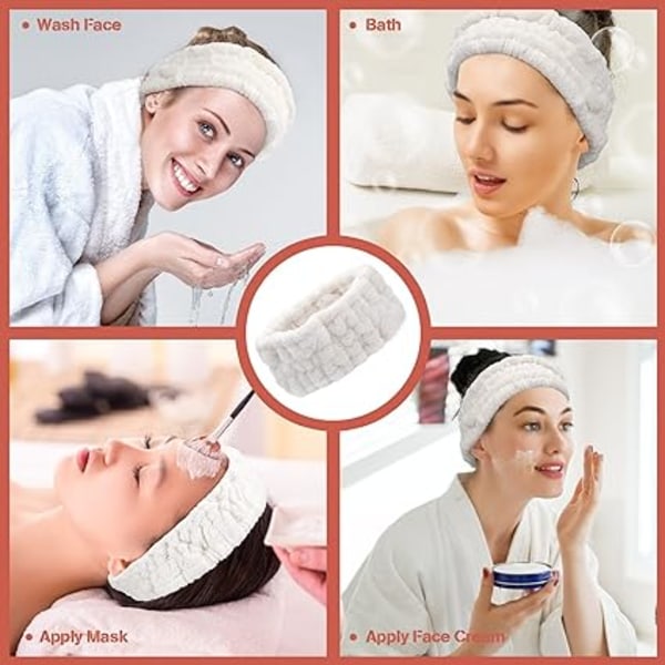 (Vit)3 Face Wash Pannband för Makeup och Yoga Sport Dusch Ansikts Pannband Spa Elastiskt Pannband för tjejer och kvinnor