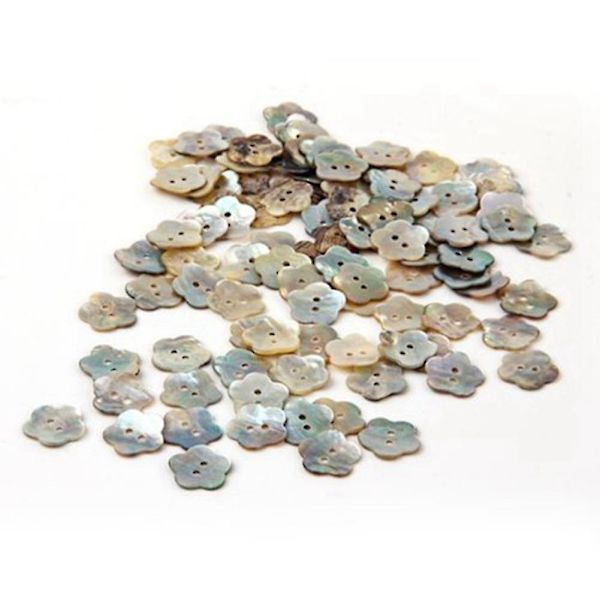 200x 15mm Perlemorsknapper Mor-af-Perle Skalk Blomst Knap