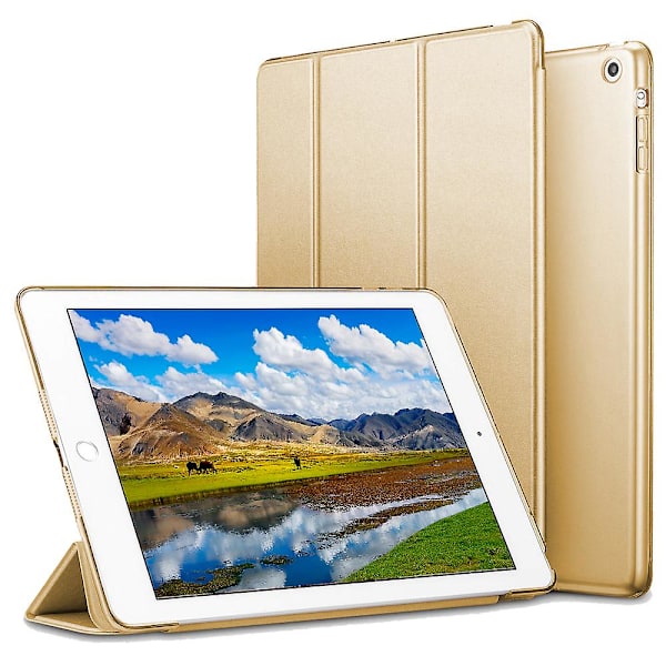 Smart Case för iPad Air 2, Smart Case Cover Genomskinlig Frostad Bakre Magnetisk Cover med Auto Sleep/Wake Funktion Guld Gold