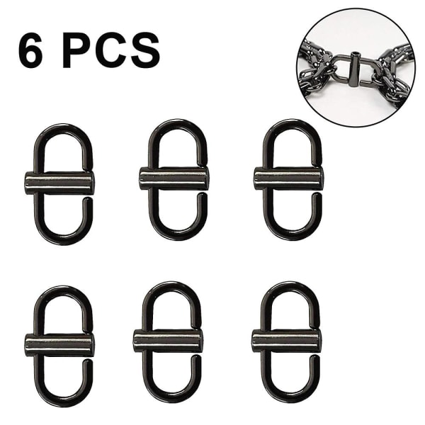 6 Pcs Adjustable Metal Buckles For Chain Strap Bag, Chain Links Tiny Clip To Shorten Length Of Metal Chainblack