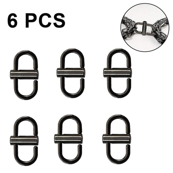 6 stk Justerbare Metalspænder til Kæde Taske, Kædeled Tiny Clip til at Forkorte Længden af Metal Kæde Sort black
