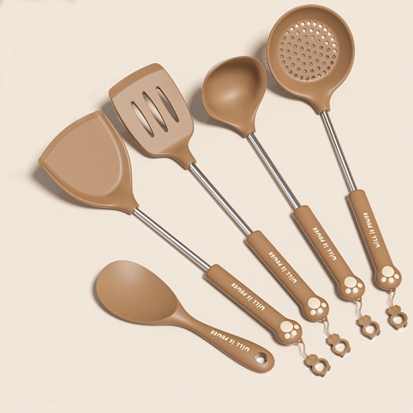 Tecknad Björn Matlagningsredskap 5 Delars Set Silikon Köksspatlar Set Non-Stick Durkslag Vändare Hem- och Kökstillbehör*ryy 5 pcs set