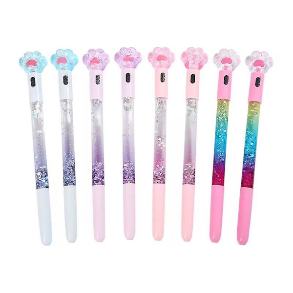 Sorte Blæk Gel Pen Rollerball Penne Sjove Penne, 0,5 mm Kattepote Skinnende Lysende Kuglepenne, Sorte Skrive Gel Penne (9 stk., tilfældig farve)
