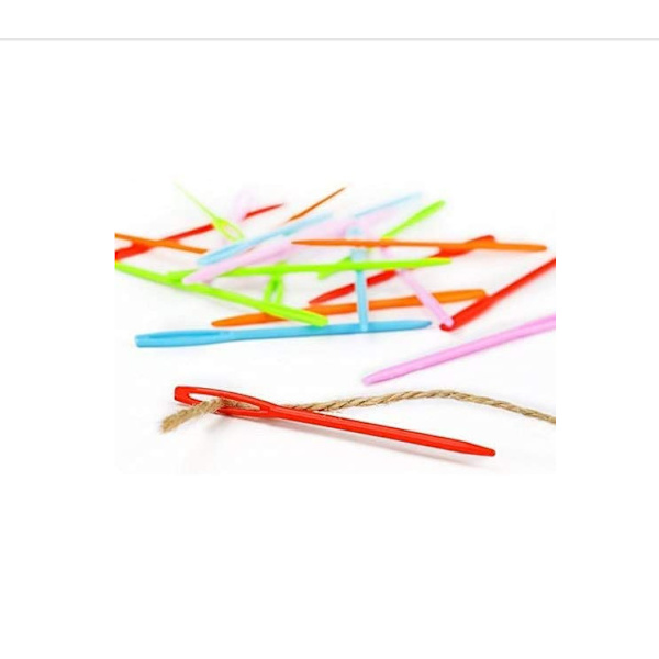50 stk Store Øye Plast Sy Nåler 3.54in Fargerike Plast Tråd Sy Nåler Sy Håndverk (Tilfeldig Farge)