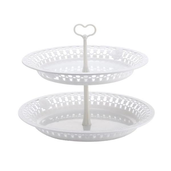 1 stativ för tårtor i två våningar, serveringsställ, eftermiddagste, snacksfat, vitt, 24,5 x 24,5 cm White 24.5X24.5CM