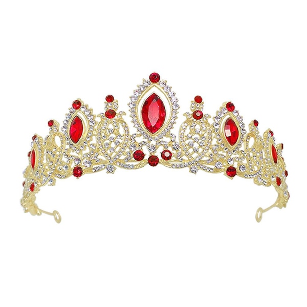1 st Elegant Brud Huvudbonad Kristall Dekoration Krona Bröllop Brud Tiara Dekoration Röd 16x16x6cm Red 16x16x6cm