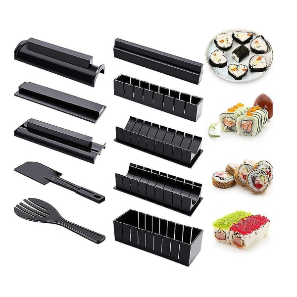 10-piece Sushi Set Sushi Roll Mold, Kitchen Tools Diy Tool Set - Black