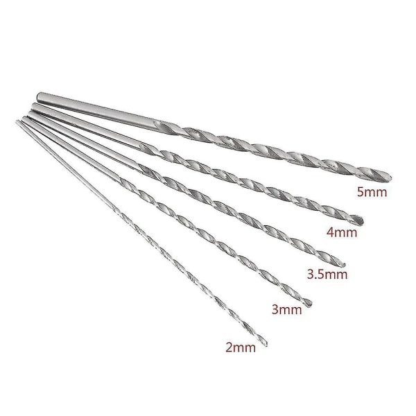5 stk ekstra lang høyhastighets stål rett skaft vriborverktøy 2-5 mm