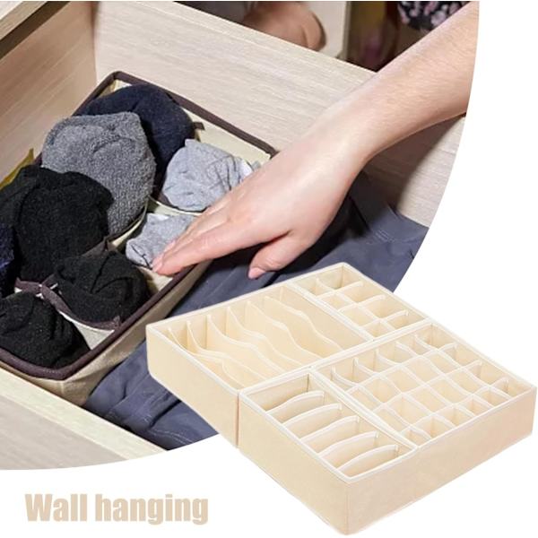 Undertøy Oppbevaringsboks, 4 stk Sokksett Organizer, Slitesterk Ikke-vevd Stoff Undertøy Skillevegg Organizer, Foldbar Undertøy Skuffedeler