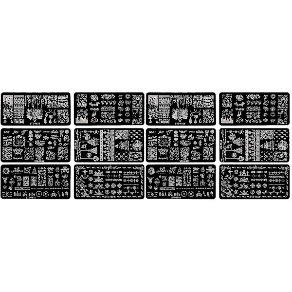 18 st julstämplar för nagelkonst, nagelstämplar, schabloner, 12 st 12x6x0,1 cm 12 pcs 12x6x0.1cm