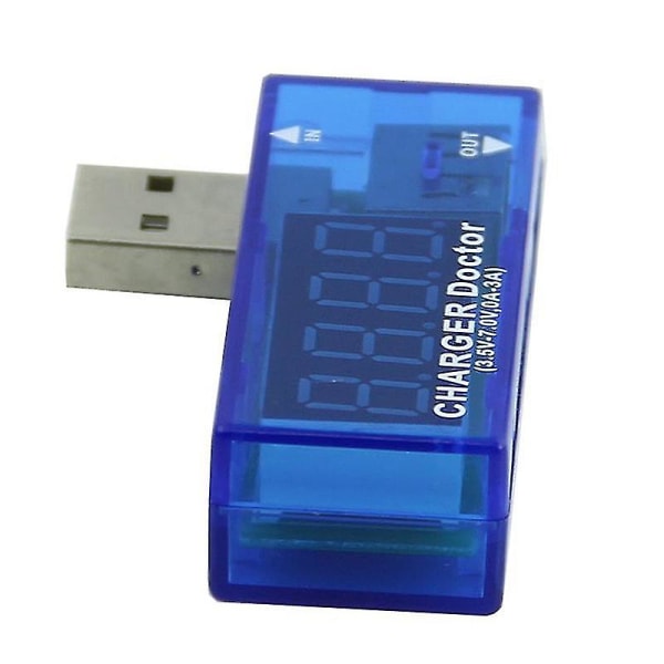 USB Charger Booster Mobiltelefon Batteritestare Power Spännings- och strömmätare (1 stycke, blå)