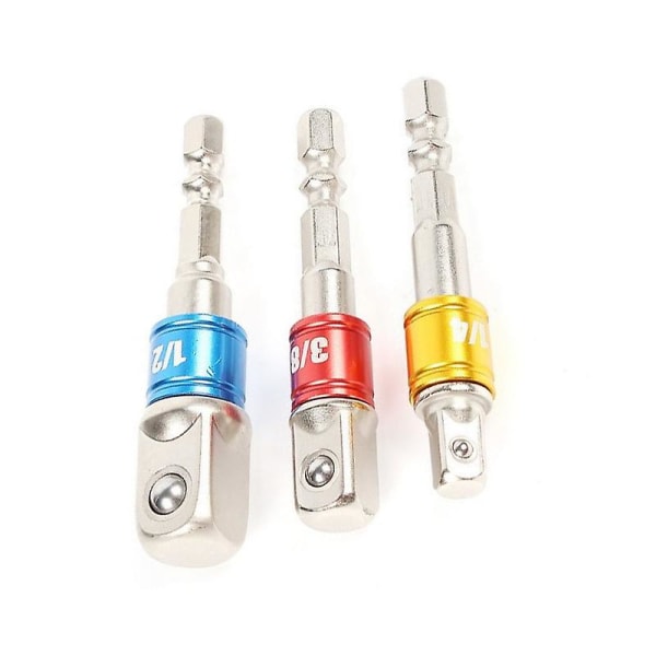 Power Hand Tools Driver Forlænger Sokkel Adapter Sæt, Hex Shank Bit Kvadratisk Møtrik Driver Sæt Power Drill Ledningsfri Impact Sokkel Bit Sæt Adapter (3 stk, B