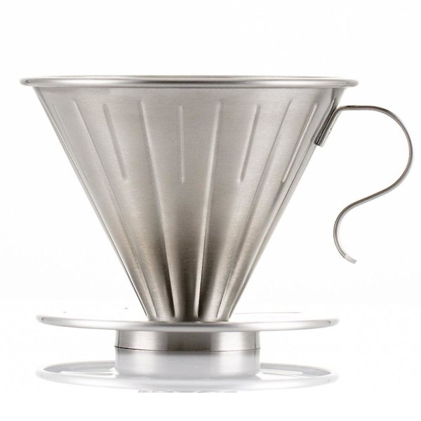 Rustfrit Stål Kaffe Drypper Kegle Kaffe Drypfilter Kop Permanent Hæld Over Kaffe Maskine Med Sep Silver 7.5*9.6cm