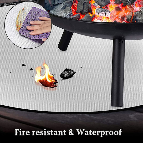 Brandskyddsmatta för eldstad (75 cm) Brandskyddsmatta för eldstad Vattentät Högtemperatur Brandskyddsmatta med 3 lager för ved, gas, kol Eldstad O