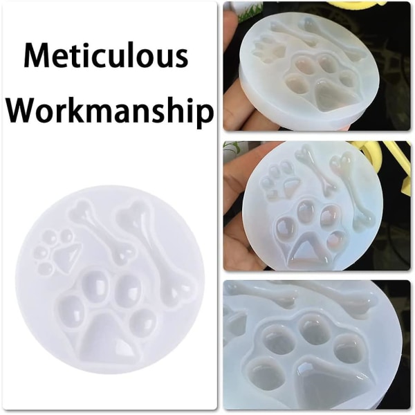 Silikone Bjørnepote Aftryk Støbeforme Benformede Charms Epoxy Resin Forme Kæledyrstema Silikoneforme Til Resin Epoxy Håndværk (2 stk, Hvid)